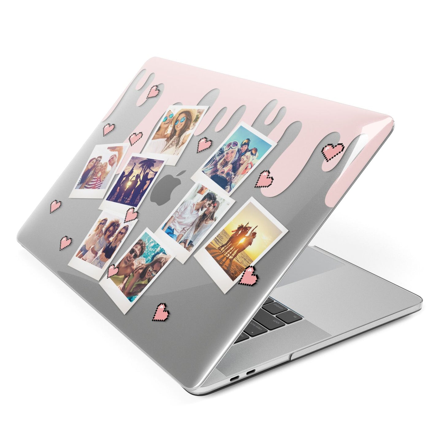 Digital Hearts Photo Upload with Text Apple MacBook Case Side View