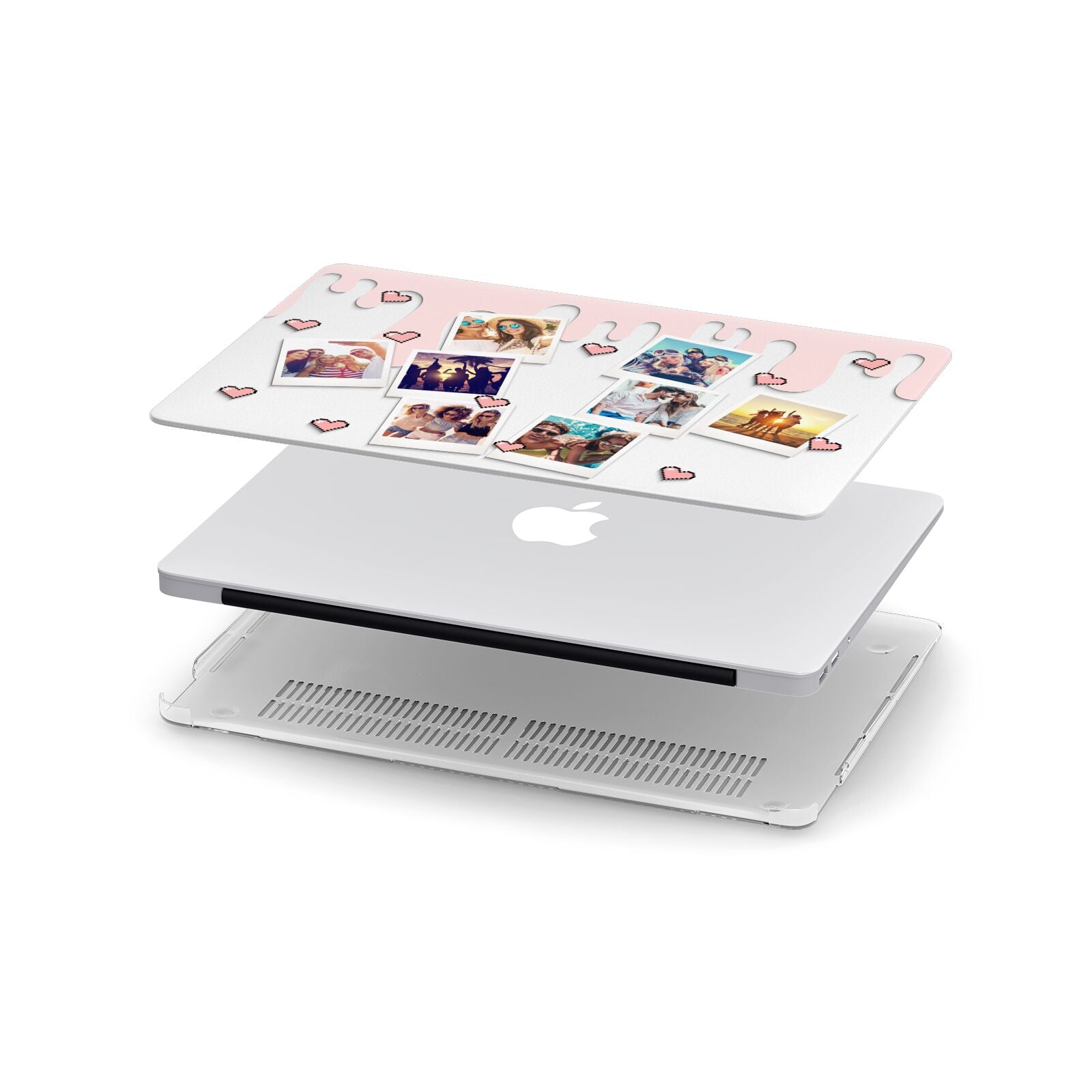 Digital Hearts Photo Upload with Text Apple MacBook Case in Detail