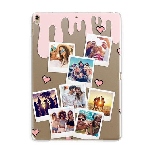 Digital Hearts Photo Upload with Text Apple iPad Gold Case