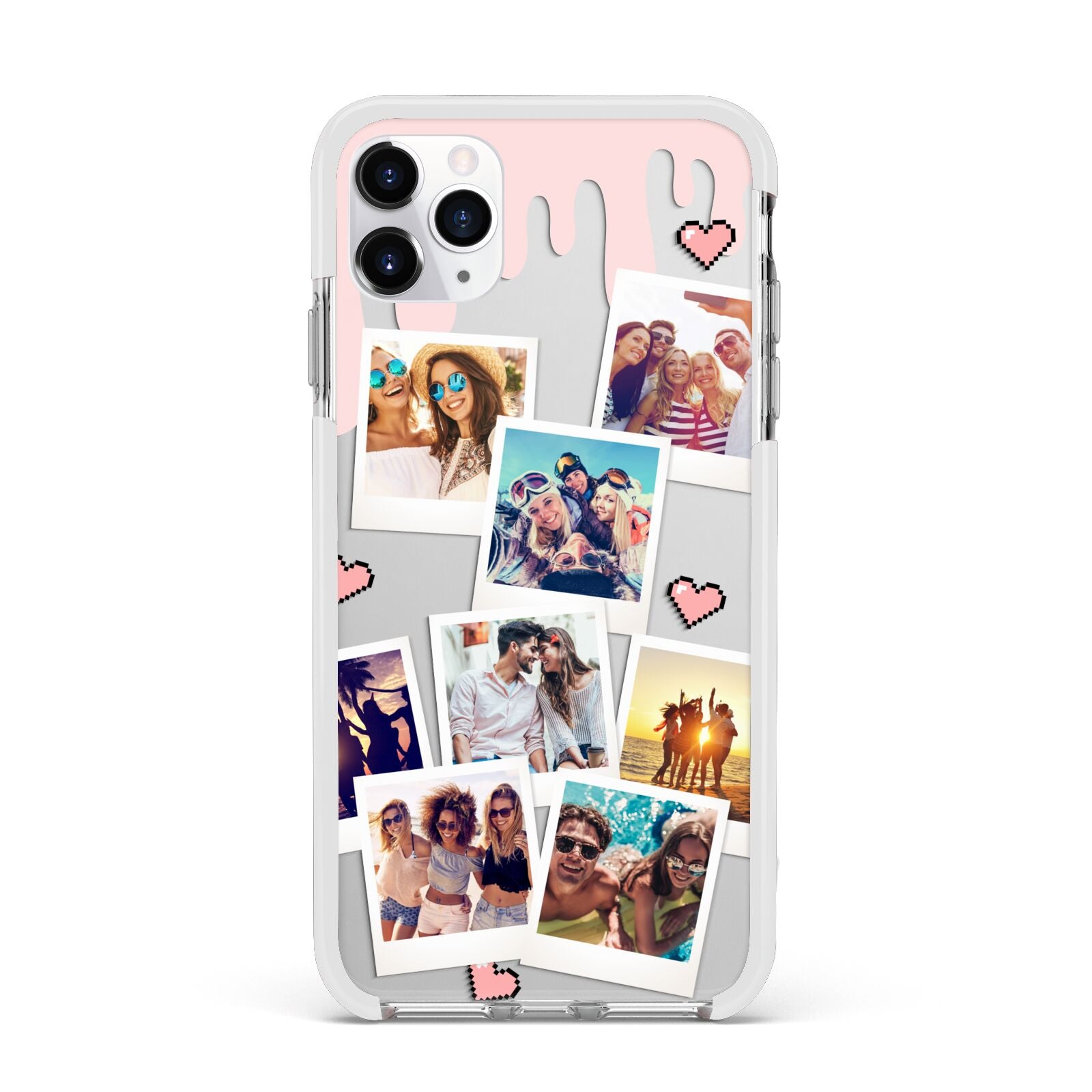 Digital Hearts Photo Upload with Text Apple iPhone 11 Pro Max in Silver with White Impact Case