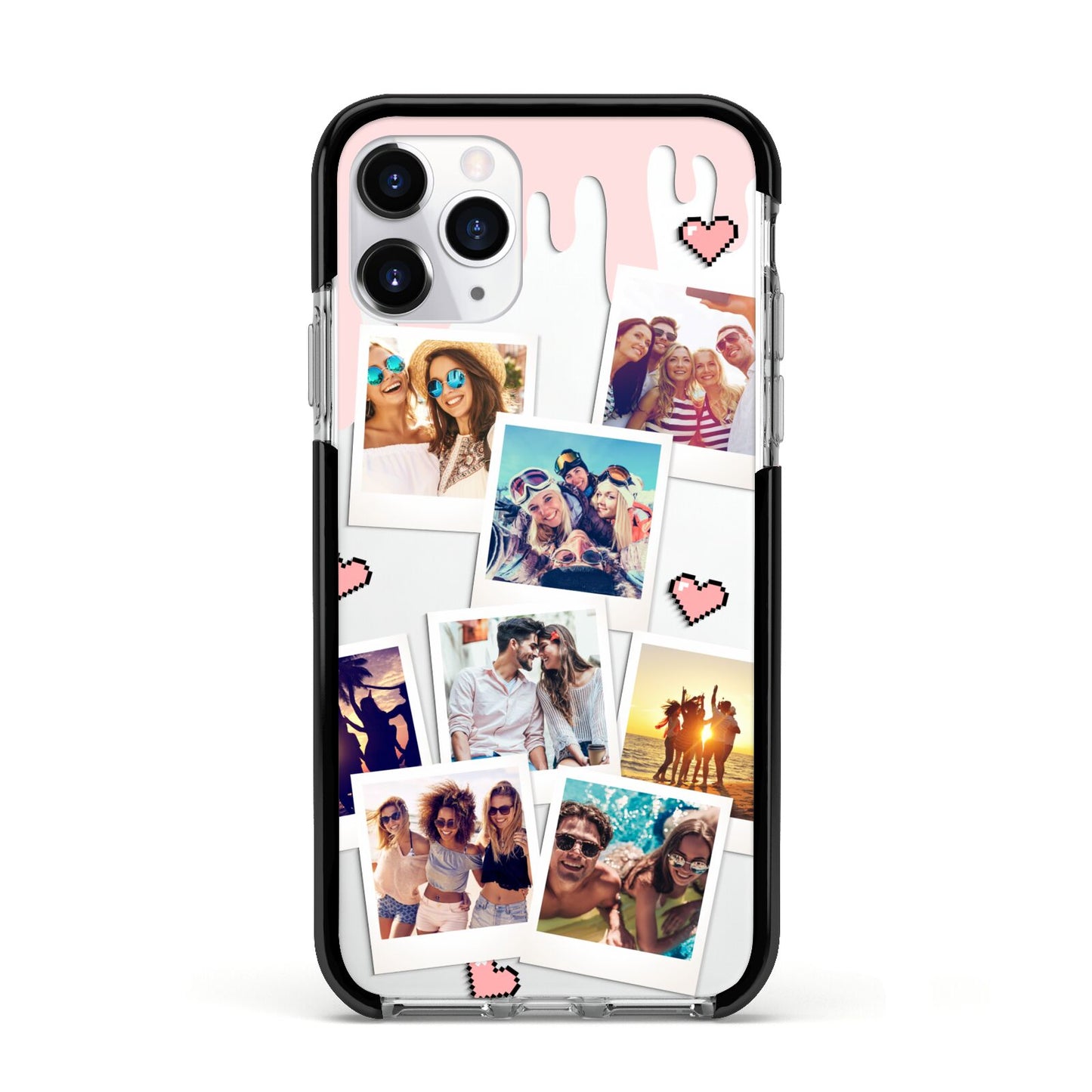 Digital Hearts Photo Upload with Text Apple iPhone 11 Pro in Silver with Black Impact Case