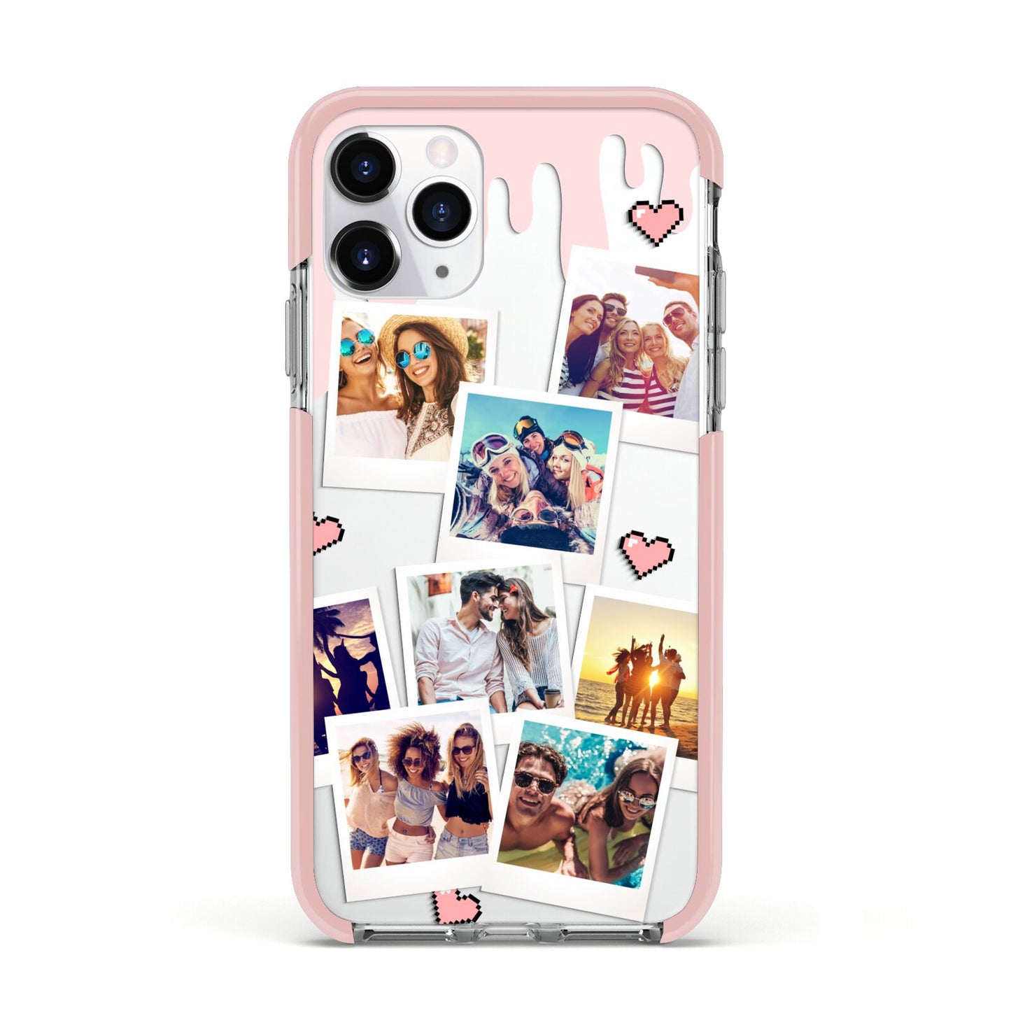 Digital Hearts Photo Upload with Text Apple iPhone 11 Pro in Silver with Pink Impact Case