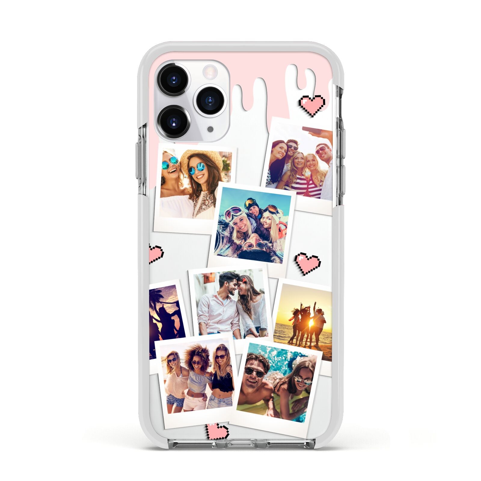Digital Hearts Photo Upload with Text Apple iPhone 11 Pro in Silver with White Impact Case