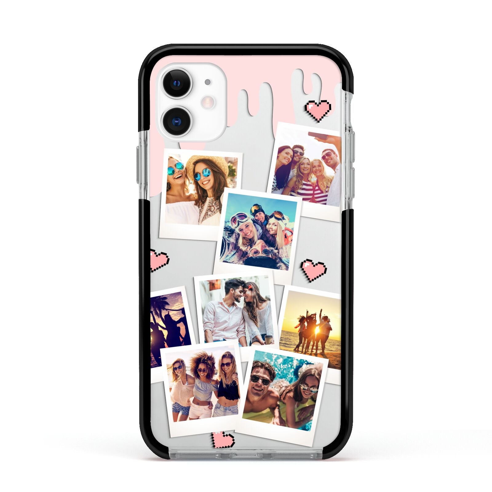 Digital Hearts Photo Upload with Text Apple iPhone 11 in White with Black Impact Case