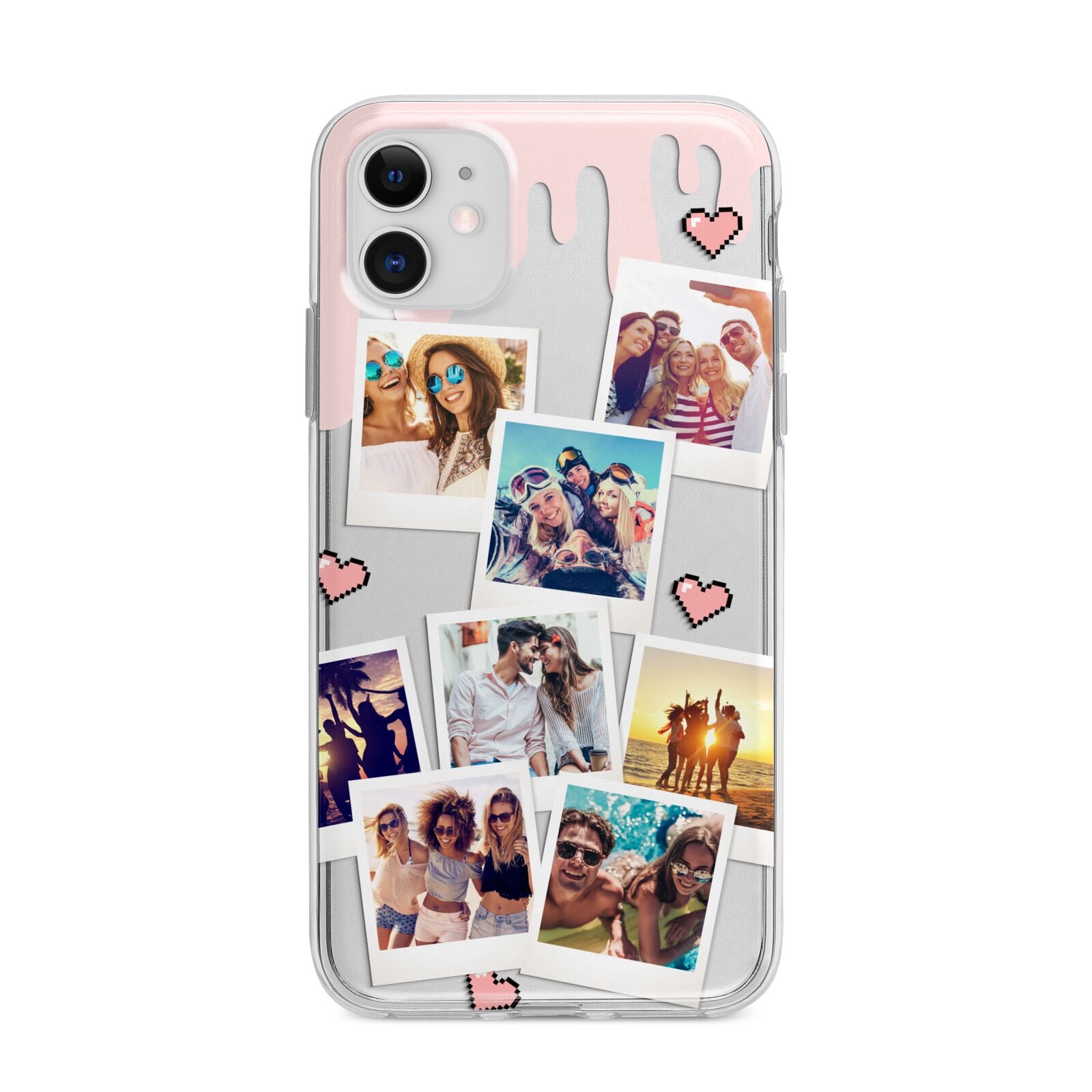 Digital Hearts Photo Upload with Text Apple iPhone 11 in White with Bumper Case