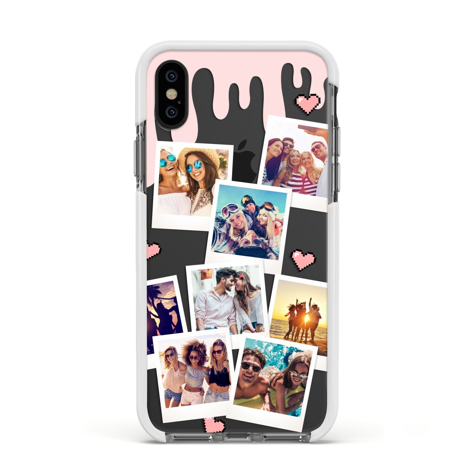 Digital Hearts Photo Upload with Text Apple iPhone Xs Impact Case White Edge on Black Phone