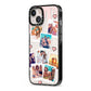 Digital Hearts Photo Upload with Text iPhone 13 Black Impact Case Side Angle on Silver phone
