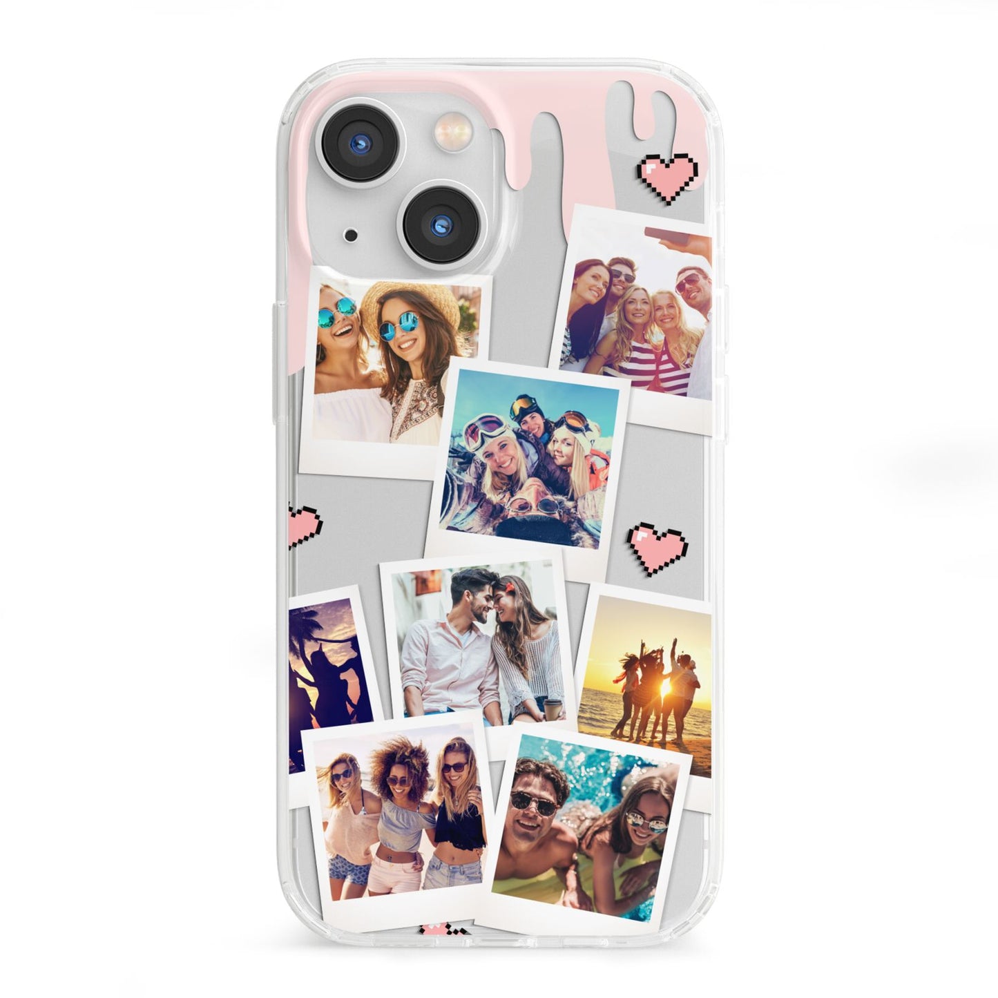 Digital Hearts Photo Upload with Text iPhone 13 Mini Clear Bumper Case