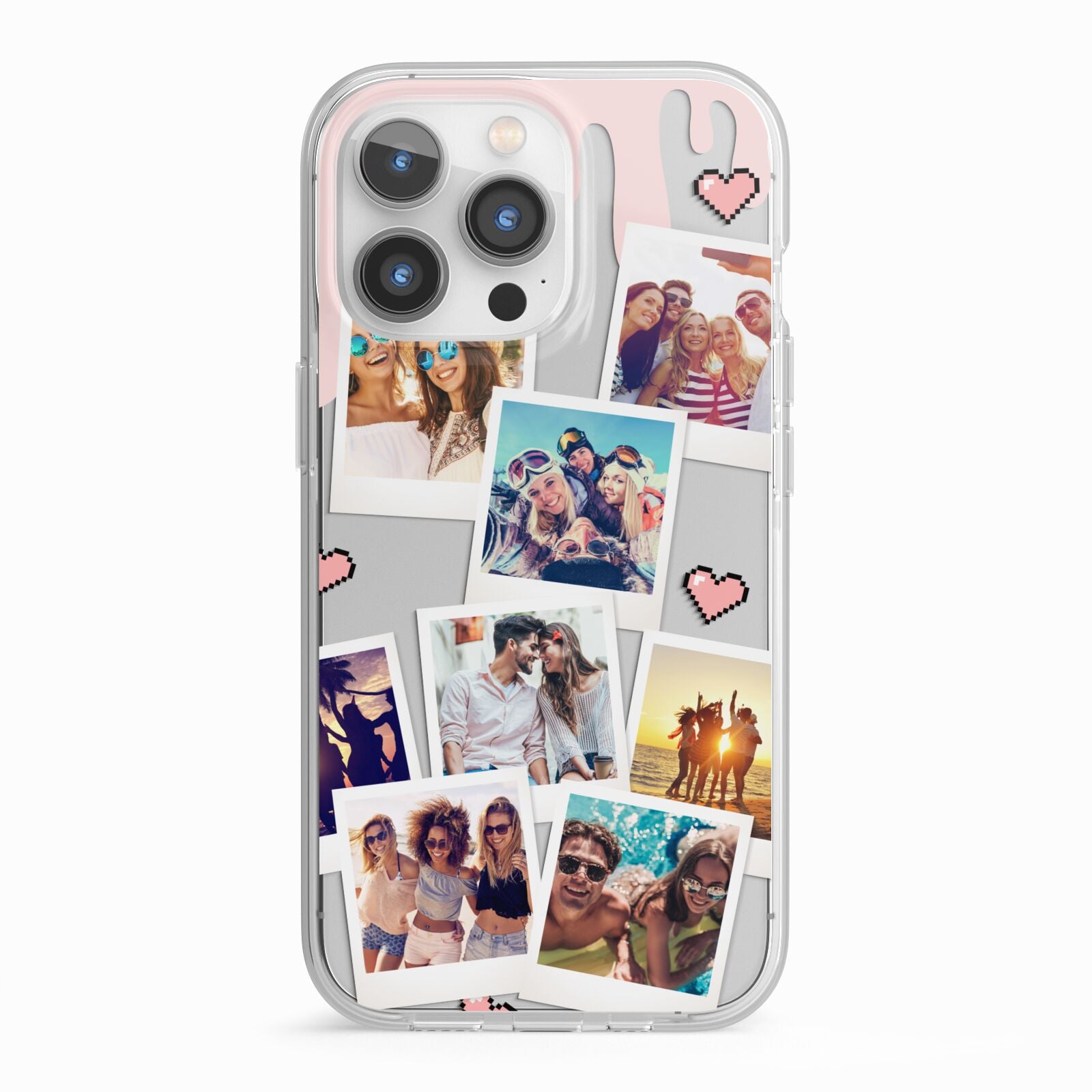 Digital Hearts Photo Upload with Text iPhone 13 Pro TPU Impact Case with White Edges