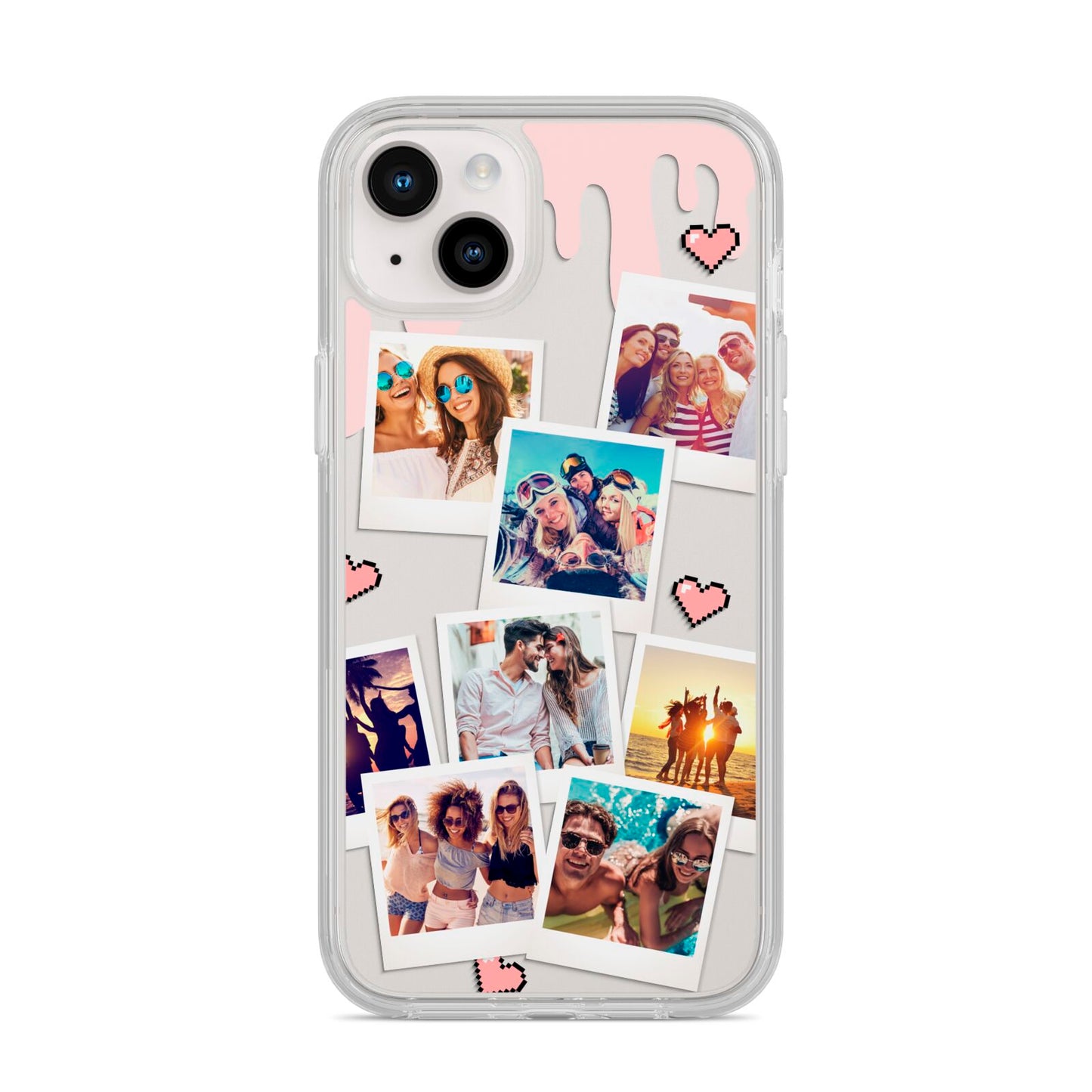 Digital Hearts Photo Upload with Text iPhone 14 Plus Clear Tough Case Starlight