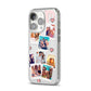 Digital Hearts Photo Upload with Text iPhone 14 Pro Clear Tough Case Silver Angled Image