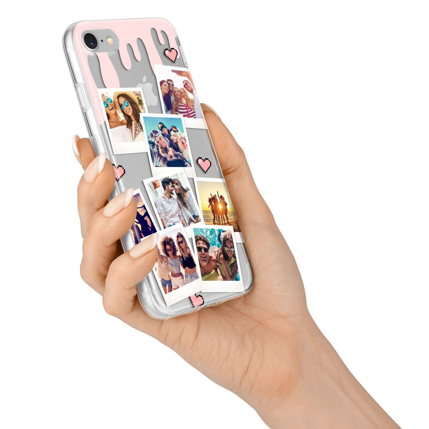 Digital Hearts Photo Upload with Text iPhone 7 Bumper Case on Silver iPhone Alternative Image