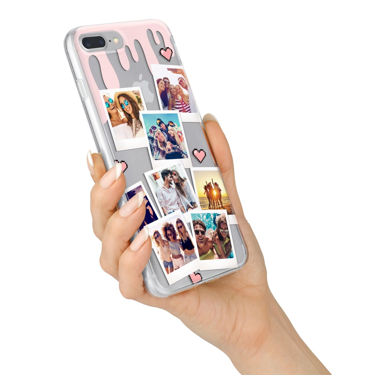 Digital Hearts Photo Upload with Text iPhone 7 Plus Bumper Case on Silver iPhone Alternative Image