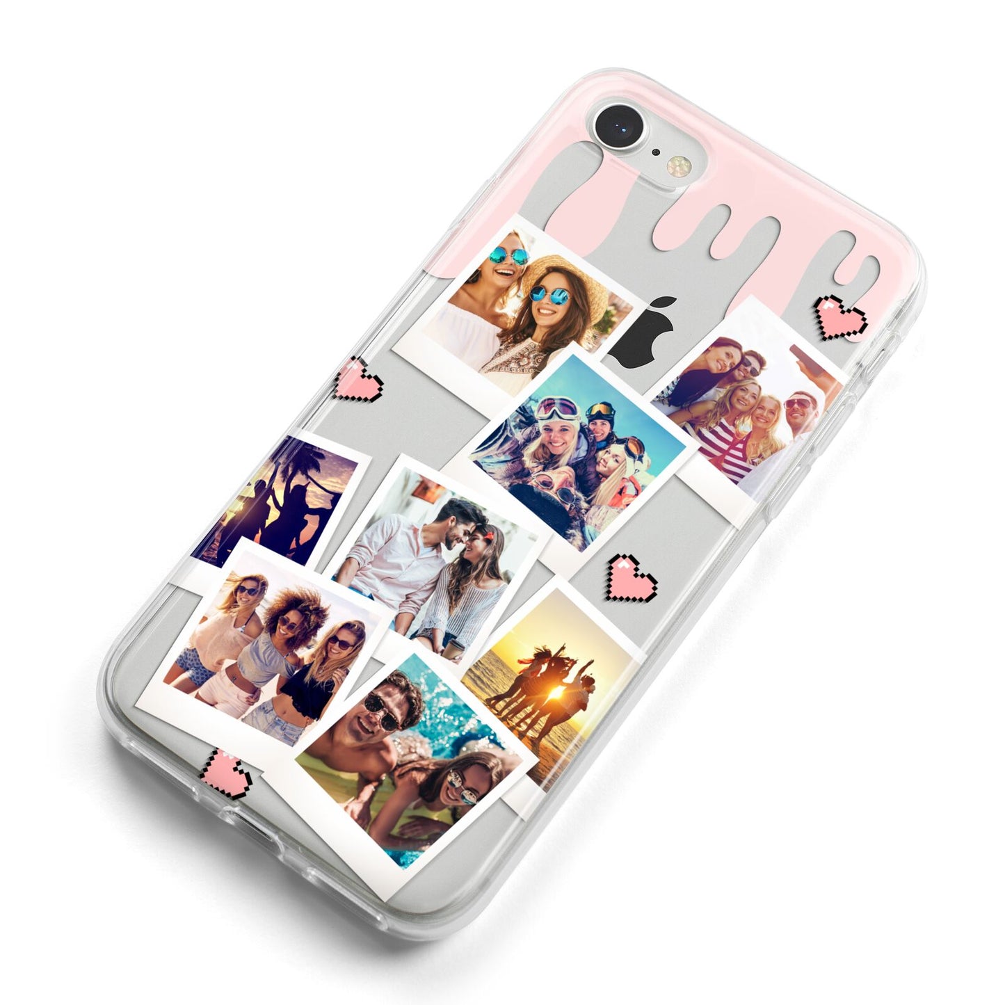 Digital Hearts Photo Upload with Text iPhone 8 Bumper Case on Silver iPhone Alternative Image