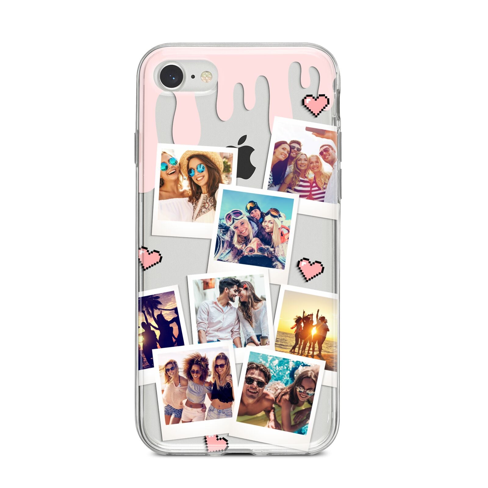 Digital Hearts Photo Upload with Text iPhone 8 Bumper Case on Silver iPhone