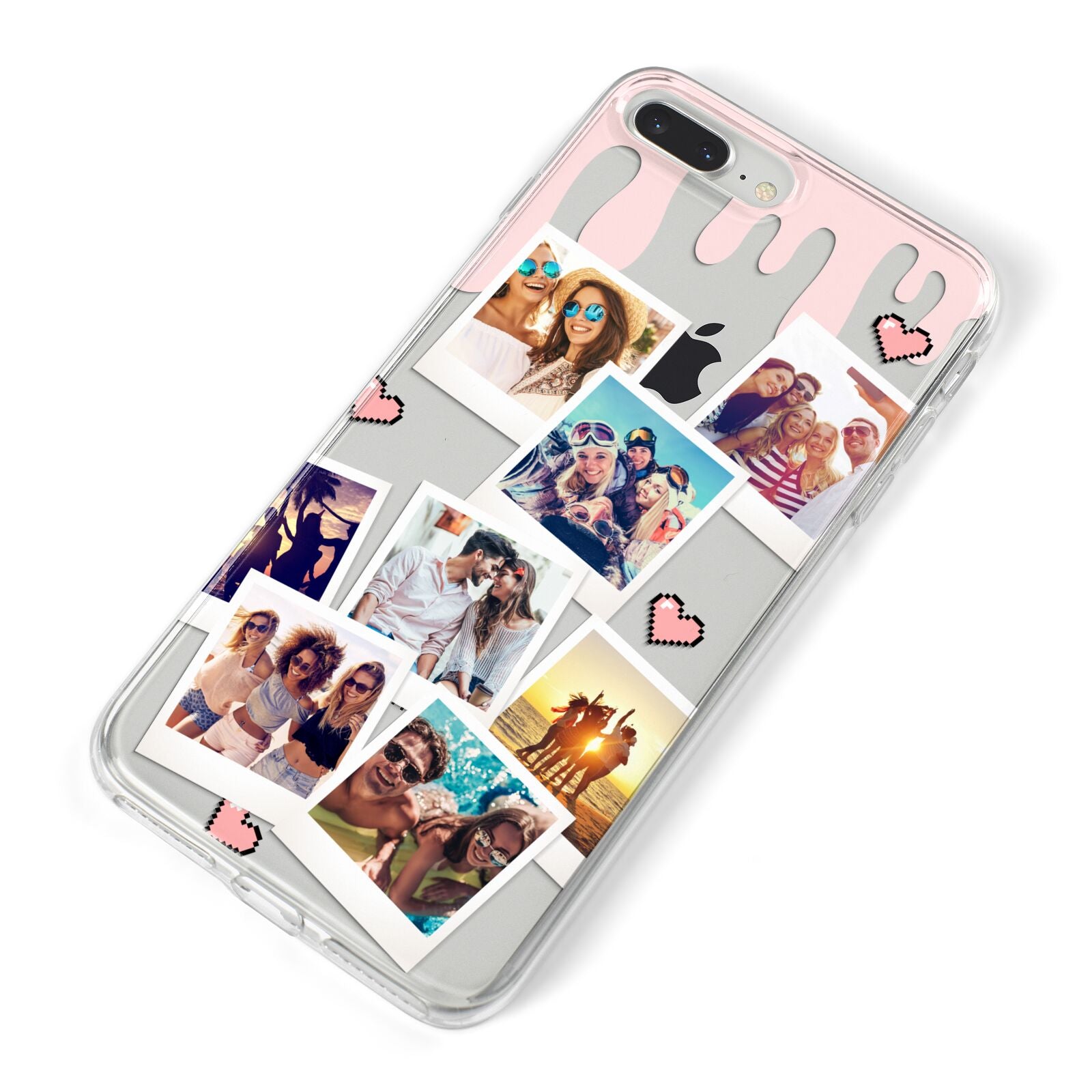Digital Hearts Photo Upload with Text iPhone 8 Plus Bumper Case on Silver iPhone Alternative Image