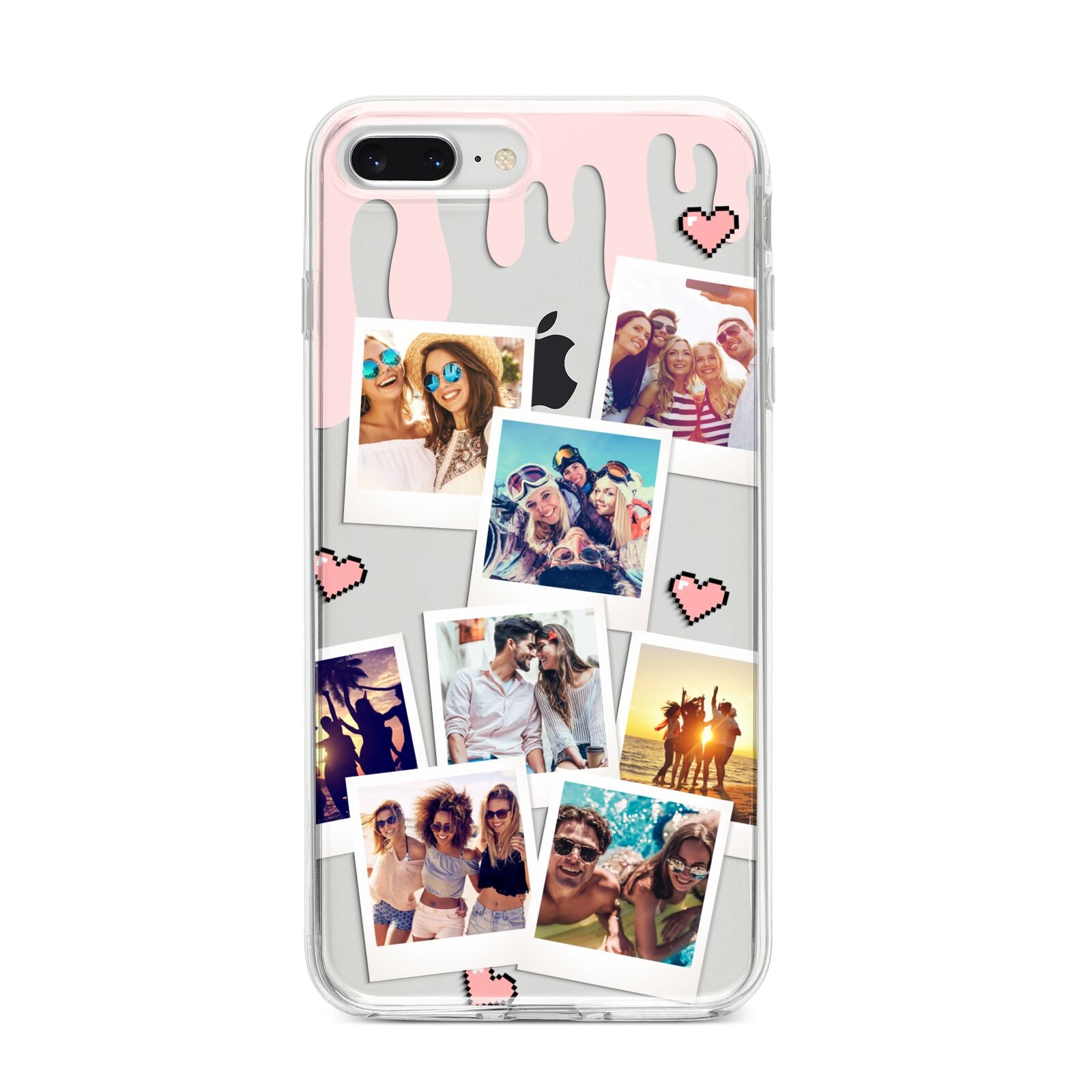 Digital Hearts Photo Upload with Text iPhone 8 Plus Bumper Case on Silver iPhone