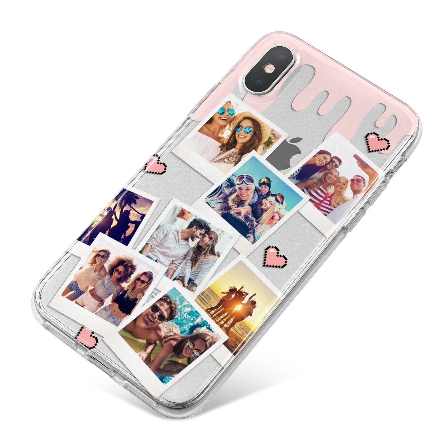 Digital Hearts Photo Upload with Text iPhone X Bumper Case on Silver iPhone