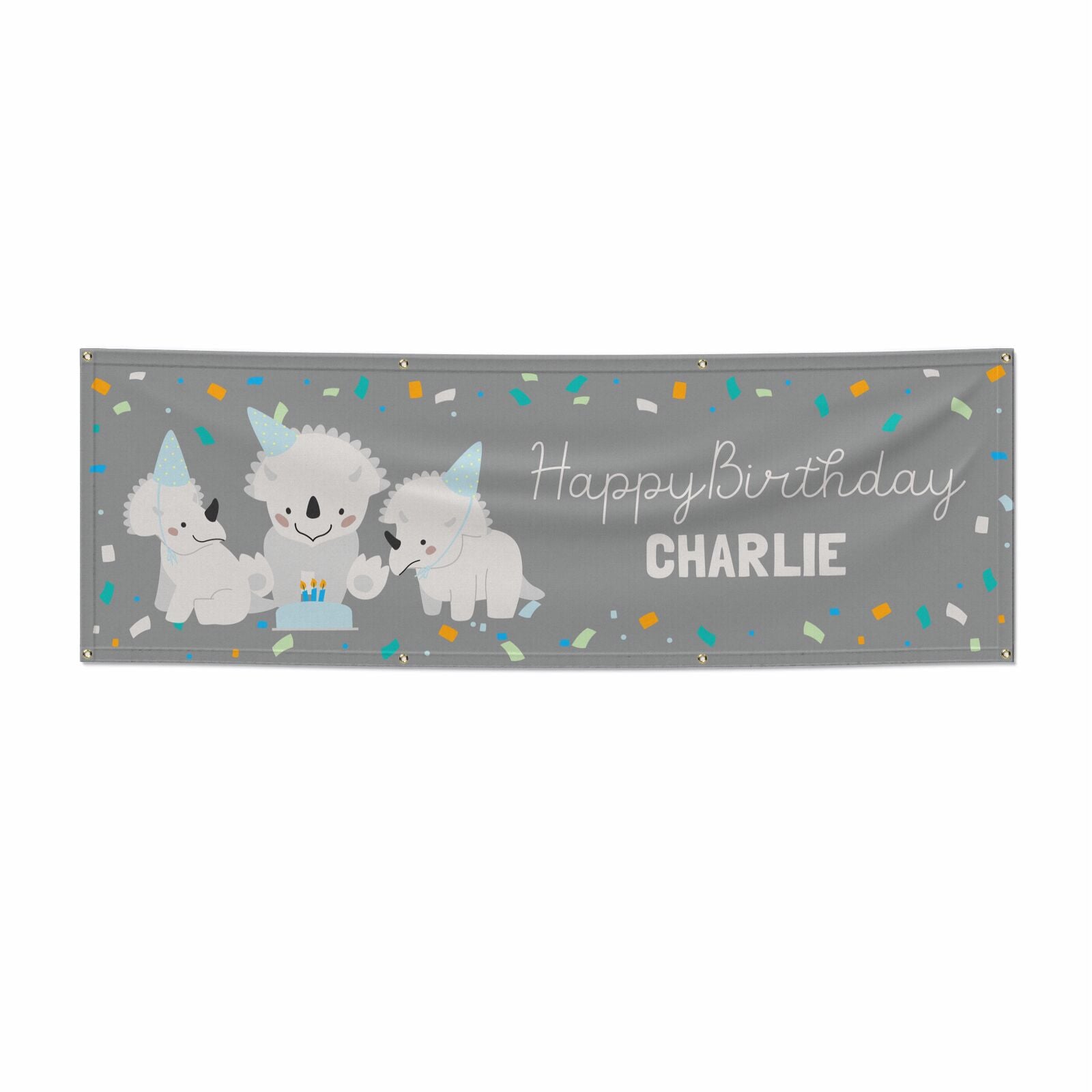 Dino Friends Happy Birthday 6x2 Vinly Banner with Grommets