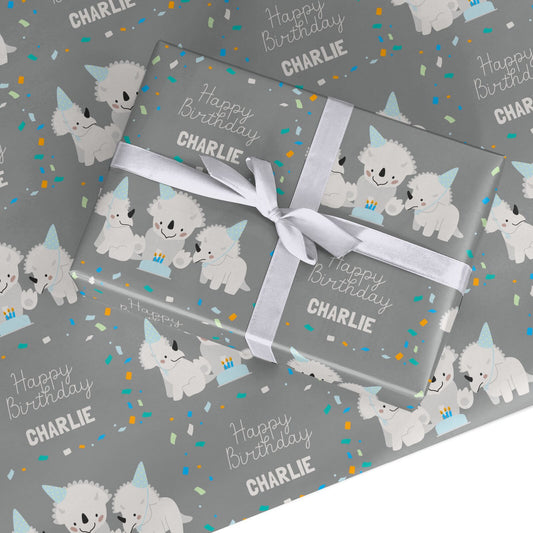 Dino Friends Happy Birthday Custom Wrapping Paper