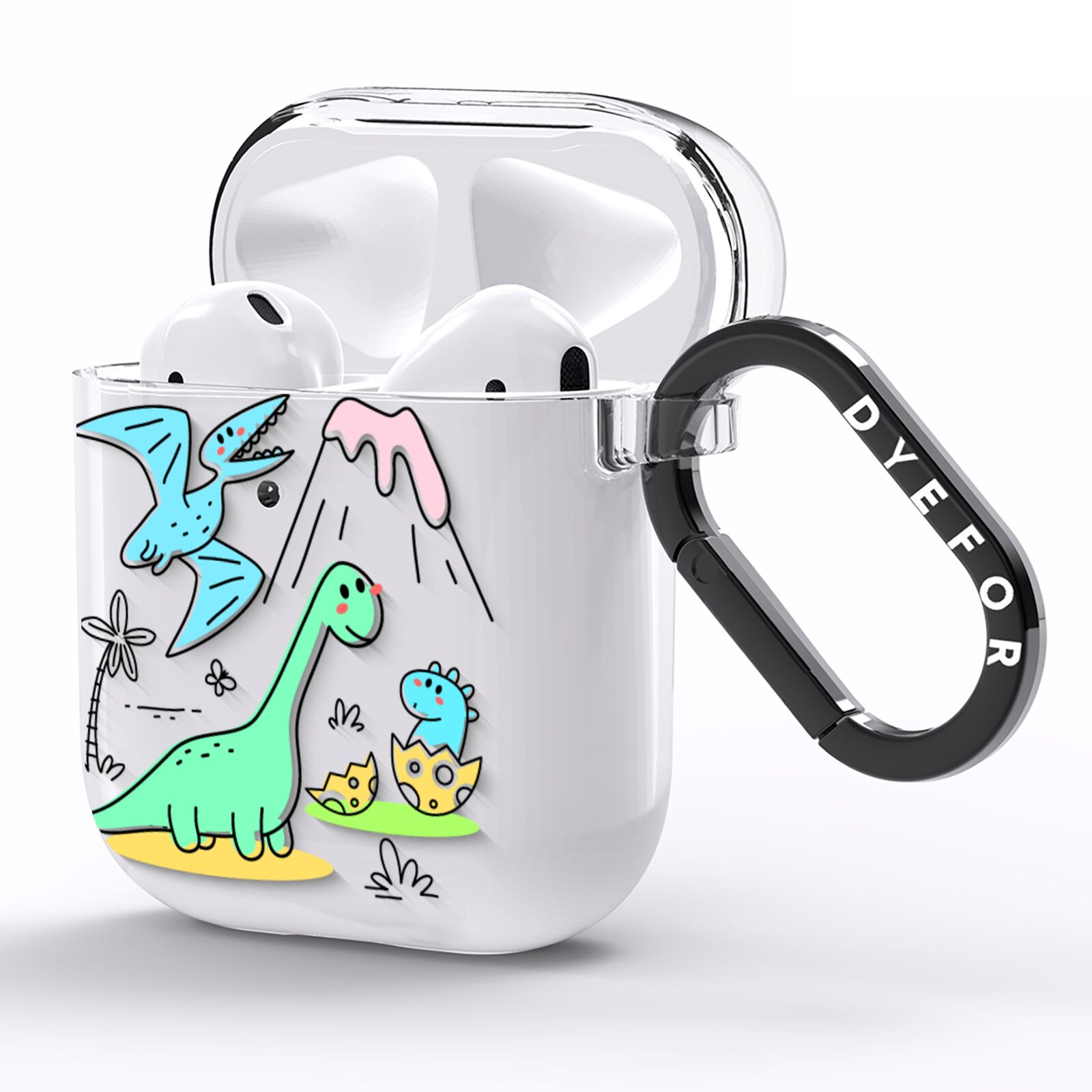 Dinosaur AirPods Clear Case Side Image