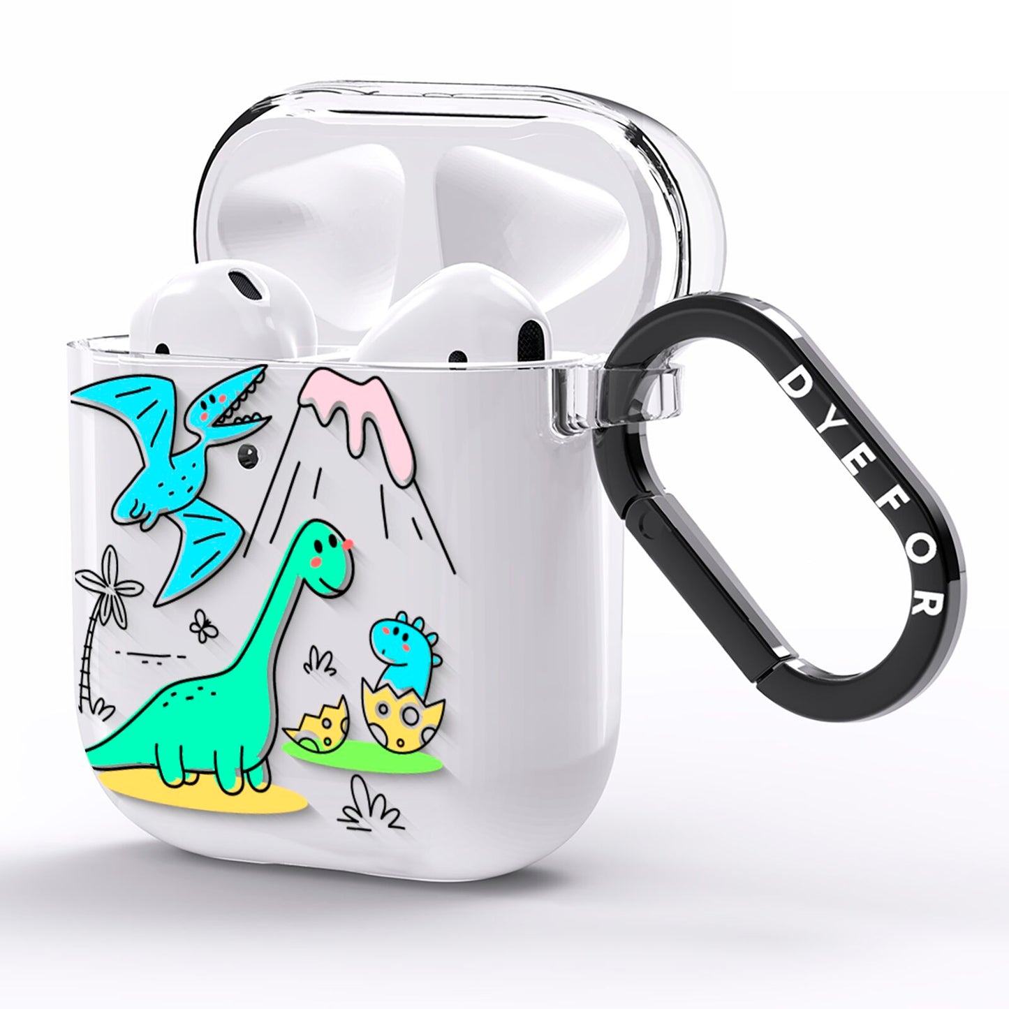 Dinosaur AirPods Clear Case Side Image
