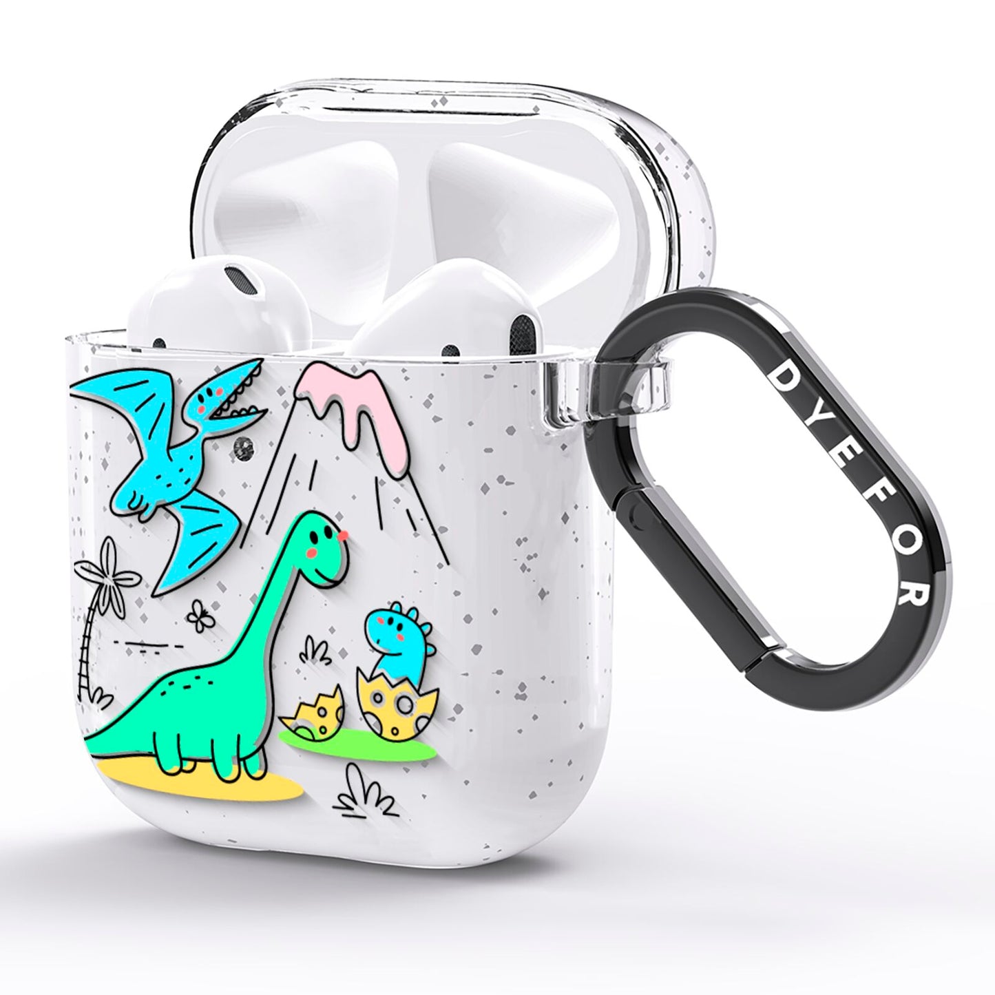 Dinosaur AirPods Glitter Case Side Image