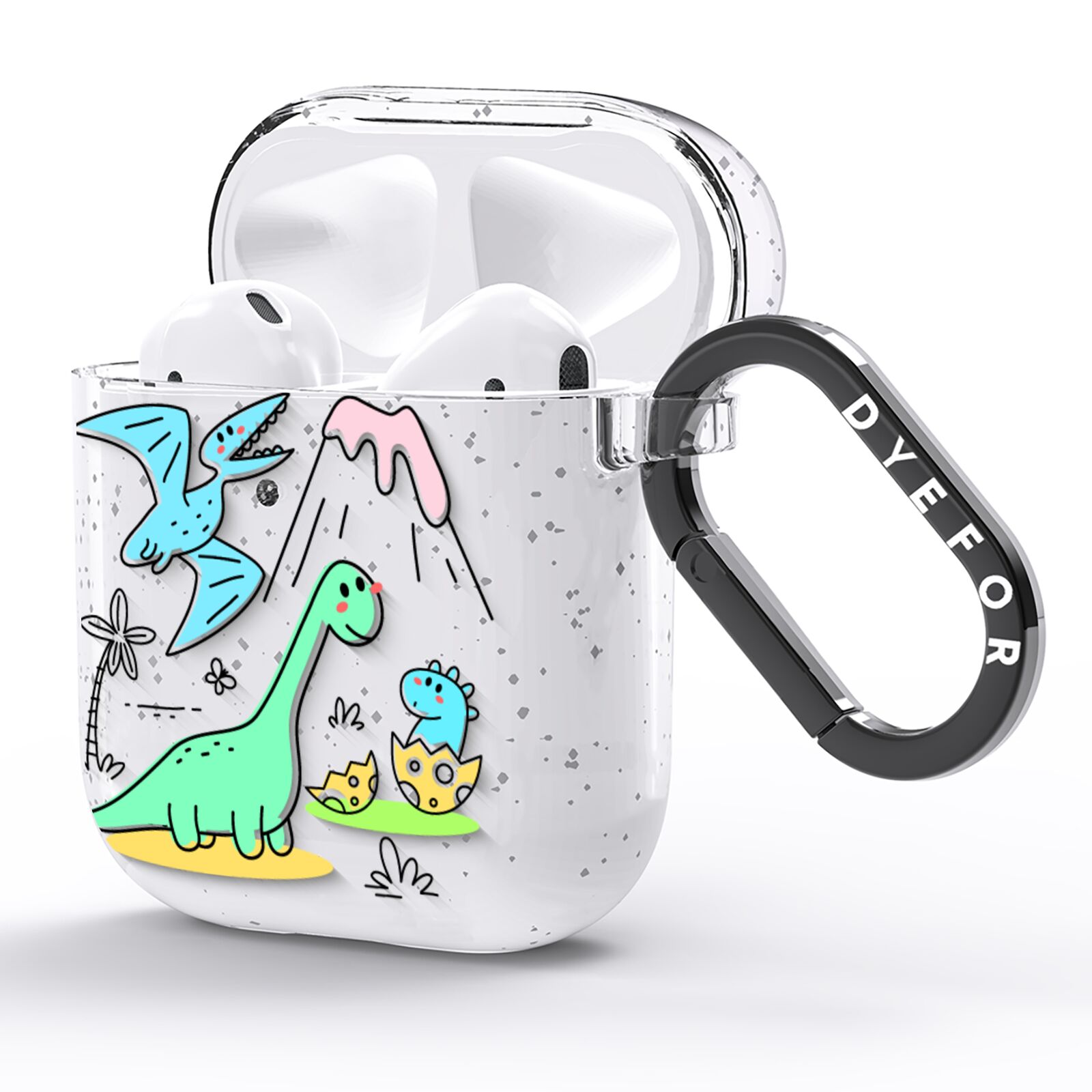 Dinosaur AirPods Glitter Case Side Image