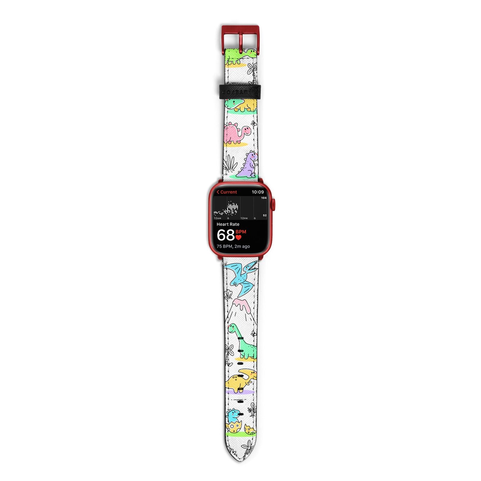 Dinosaur Apple Watch Strap Size 38mm with Red Hardware