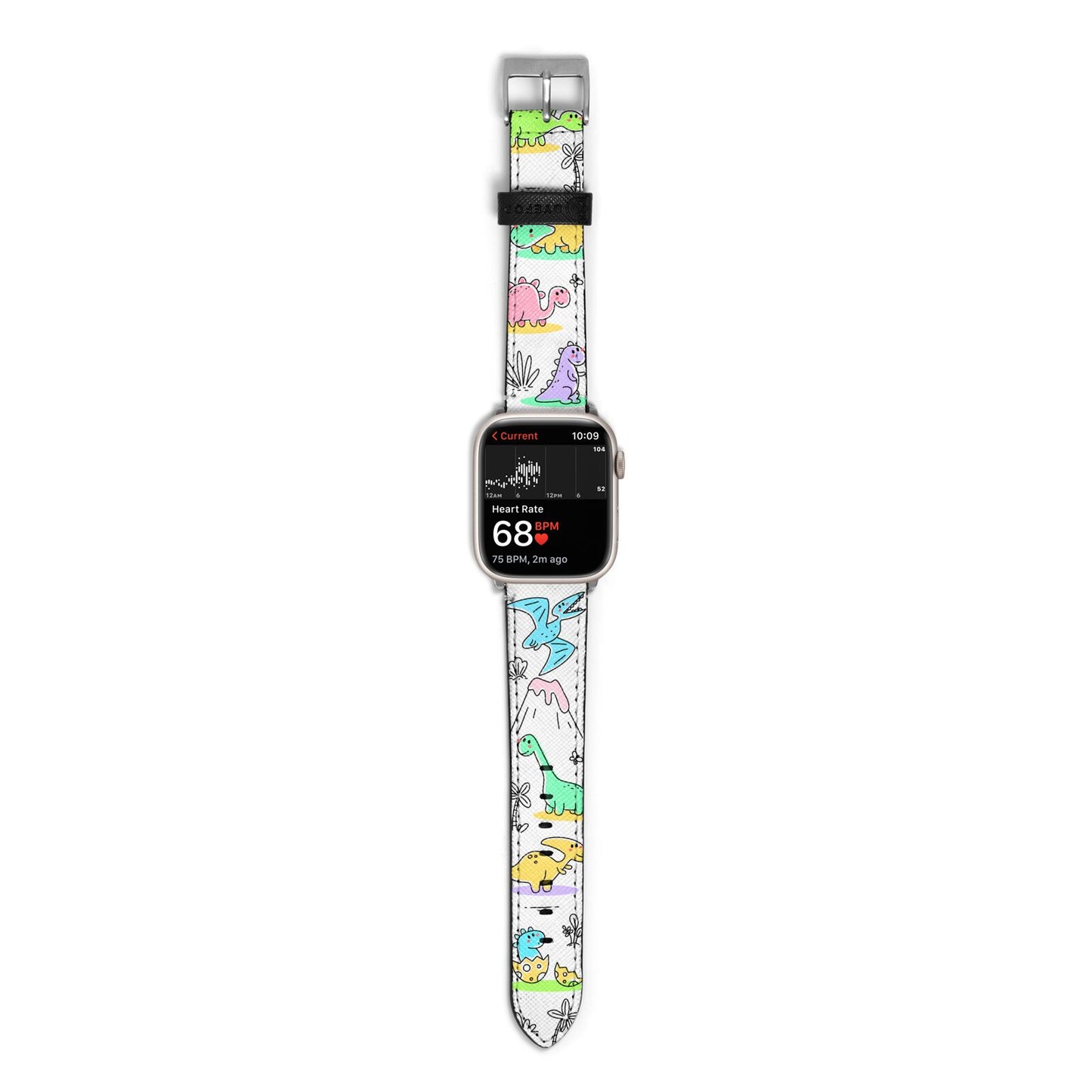 Dinosaur Apple Watch Strap Size 38mm with Silver Hardware