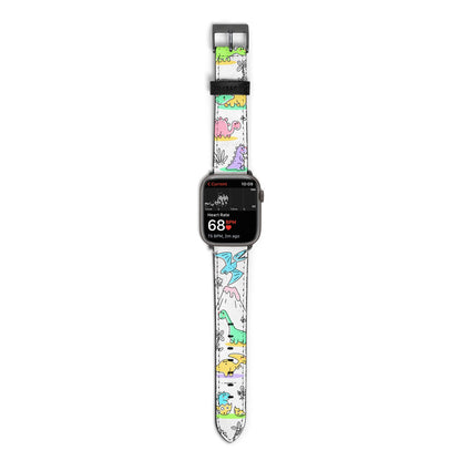 Dinosaur Apple Watch Strap Size 38mm with Space Grey Hardware