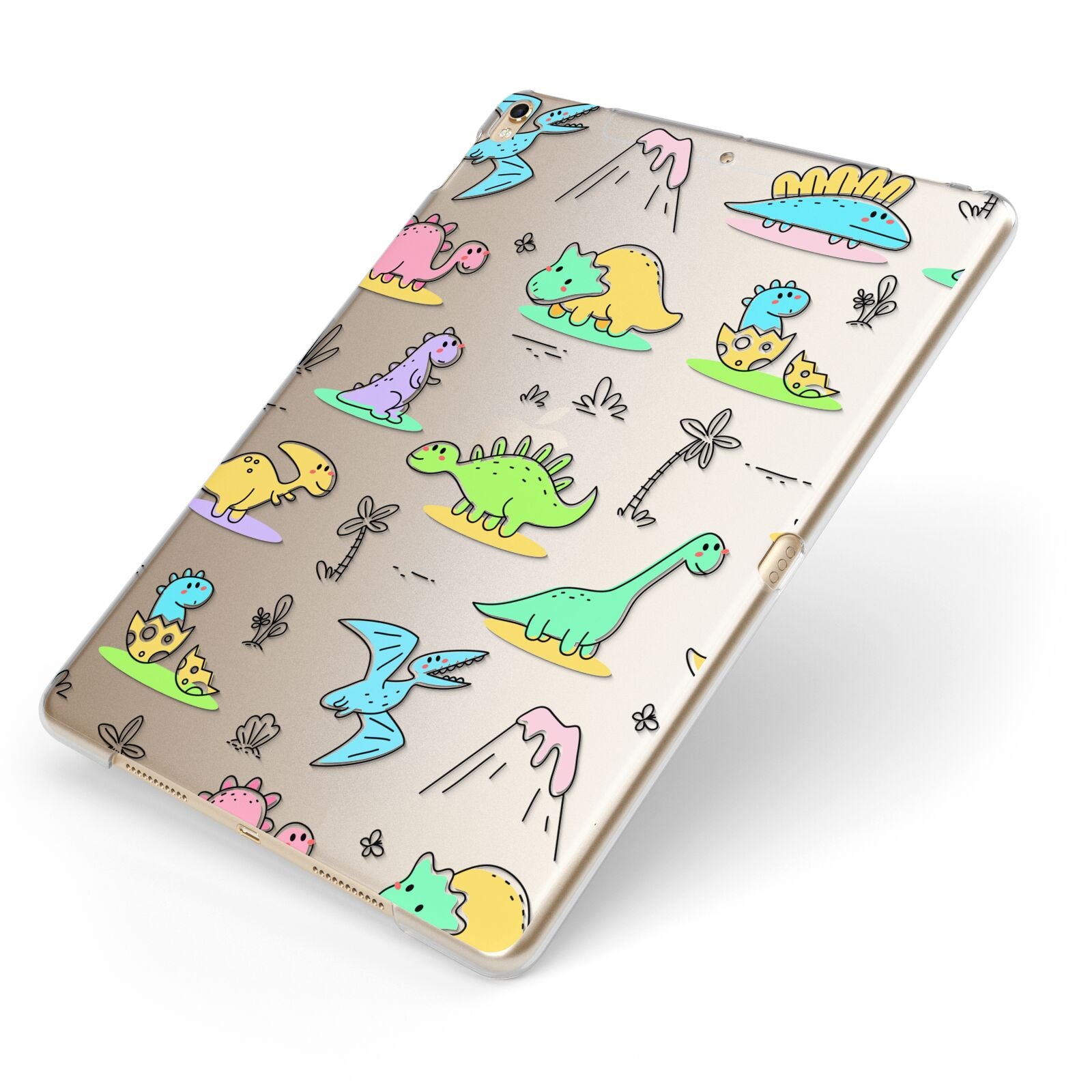 Dinosaur Apple iPad Case on Gold iPad Side View