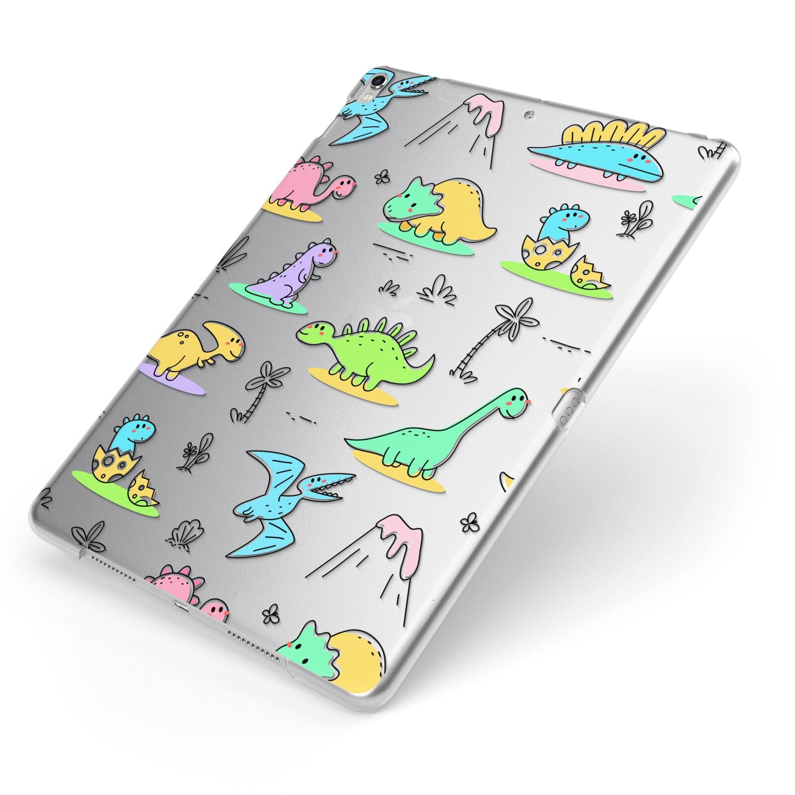 Dinosaur Apple iPad Case on Silver iPad Side View