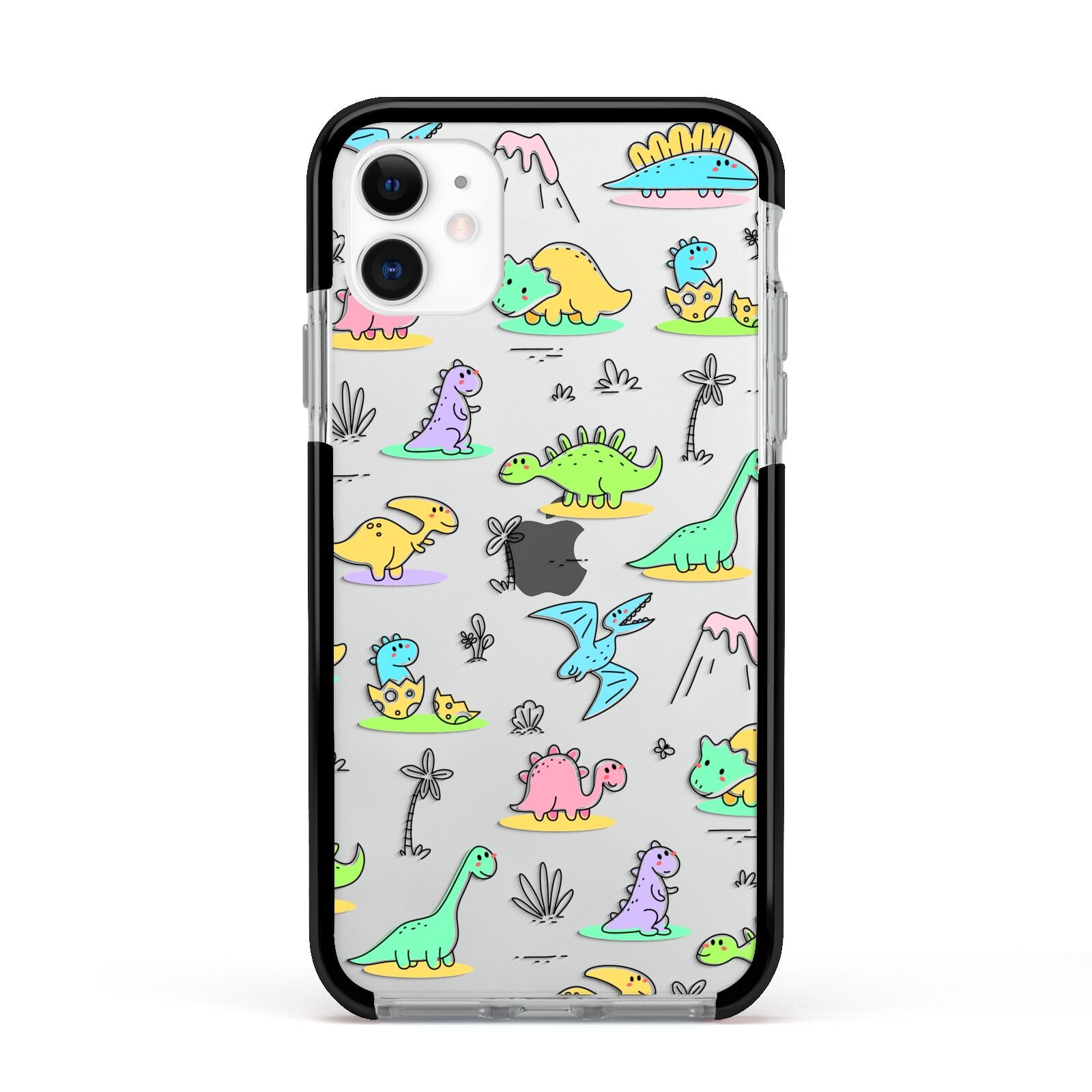 Dinosaur Apple iPhone 11 in White with Black Impact Case