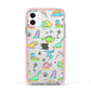 Dinosaur Apple iPhone 11 in White with Pink Impact Case