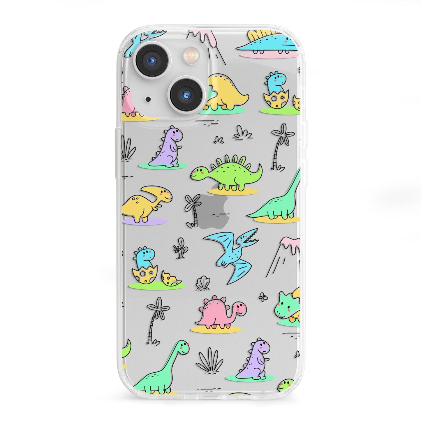 Dinosaur iPhone 13 Mini Clear Bumper Case