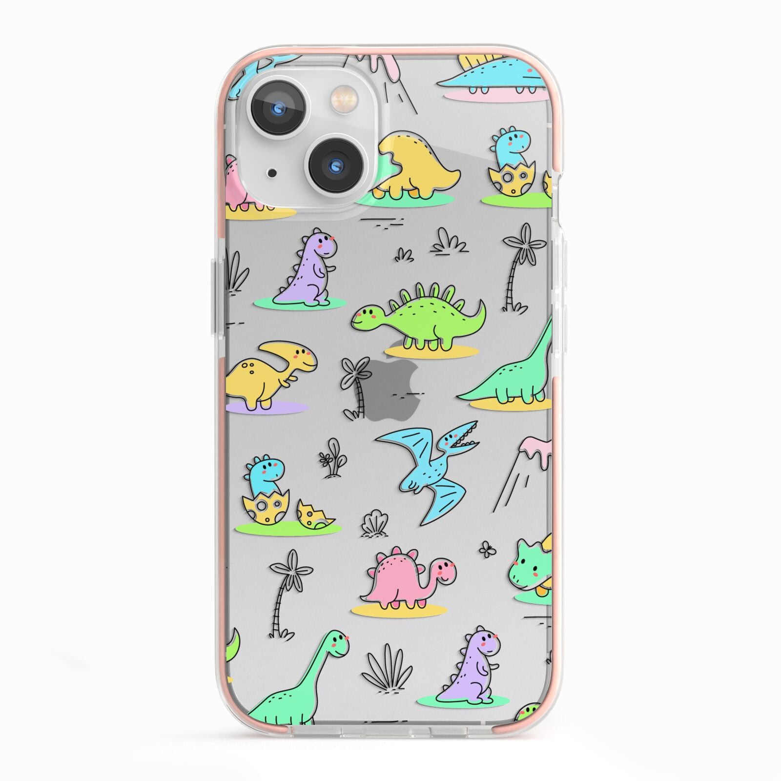 Dinosaur iPhone 13 TPU Impact Case with Pink Edges