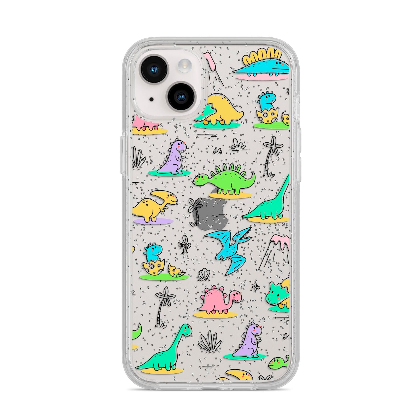 Dinosaur iPhone 14 Plus Glitter Tough Case Starlight