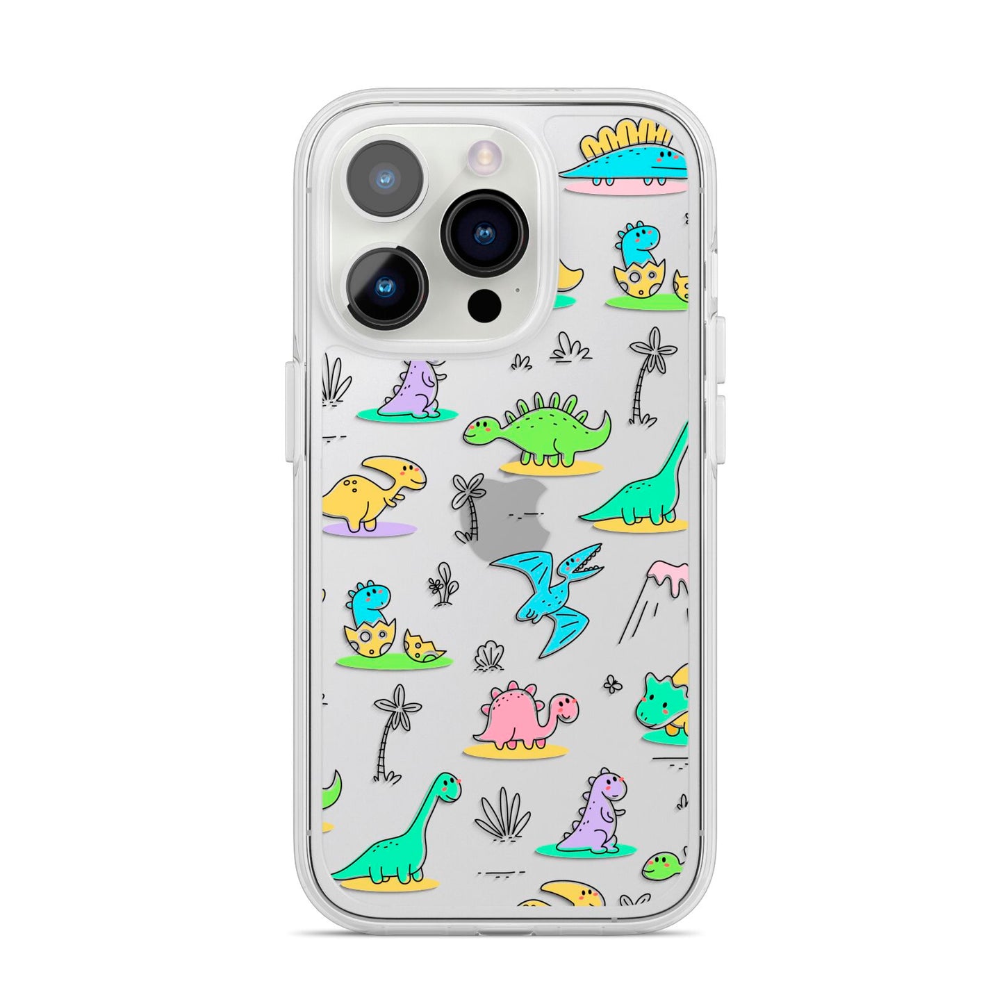 Dinosaur iPhone 14 Pro Clear Tough Case Silver