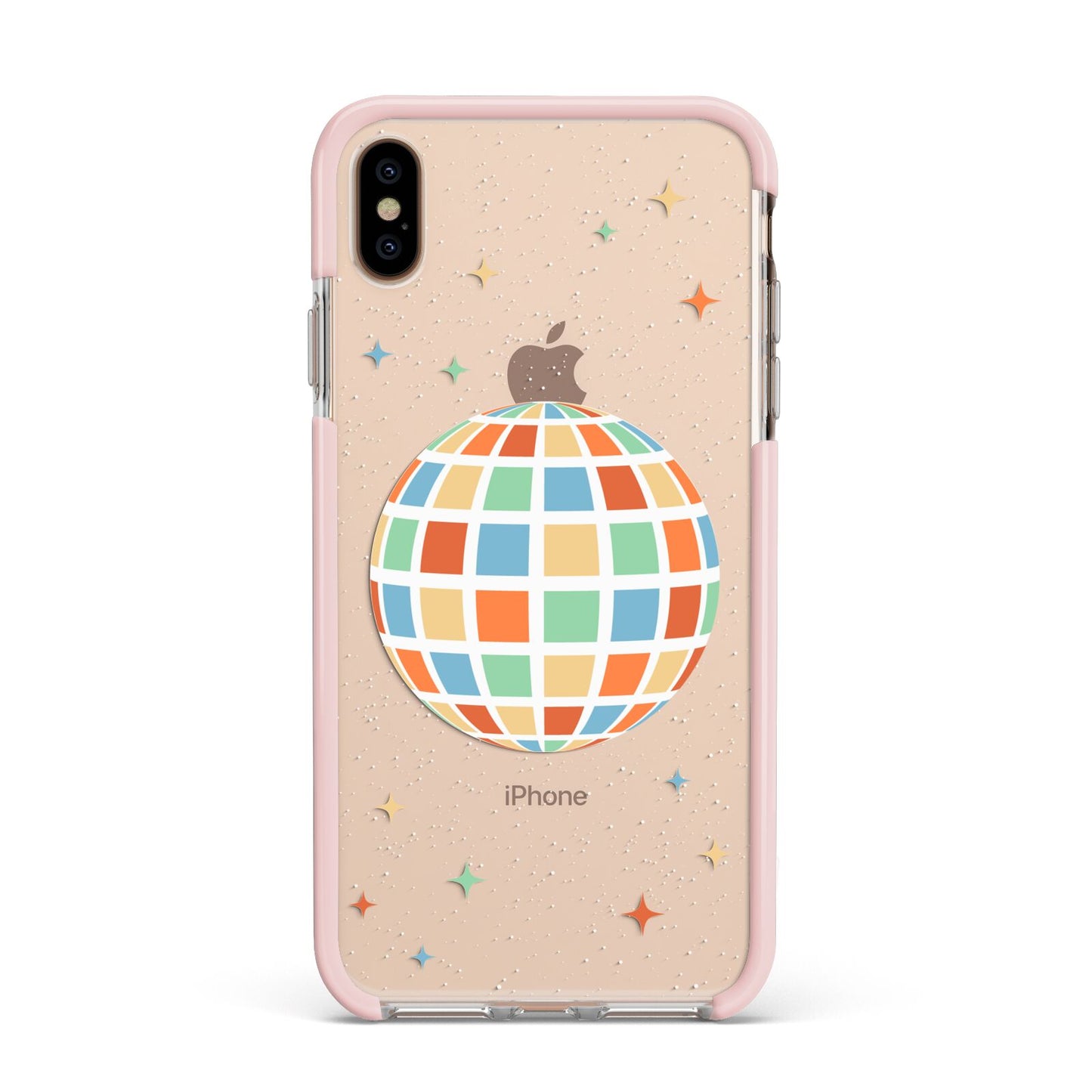 Disco Ball Apple iPhone Xs Max Impact Case Pink Edge on Gold Phone