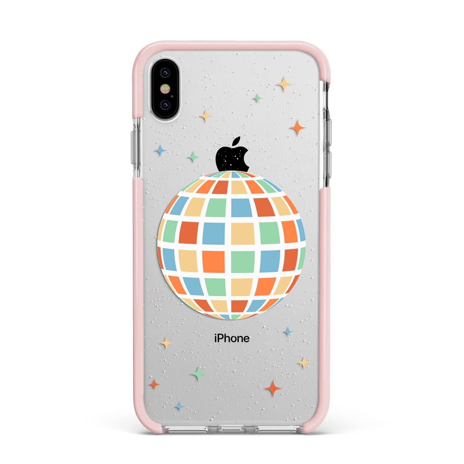 Disco Ball Apple iPhone Xs Max Impact Case Pink Edge on Silver Phone