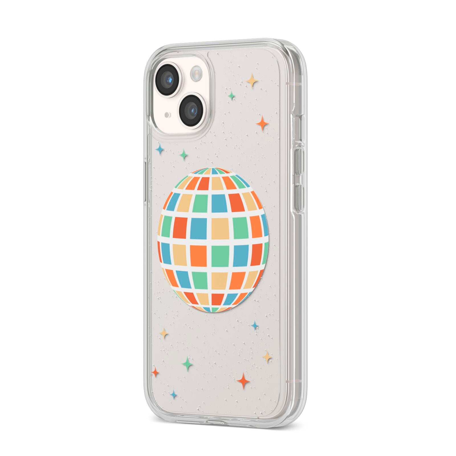Disco Ball iPhone 14 Clear Tough Case Starlight Angled Image
