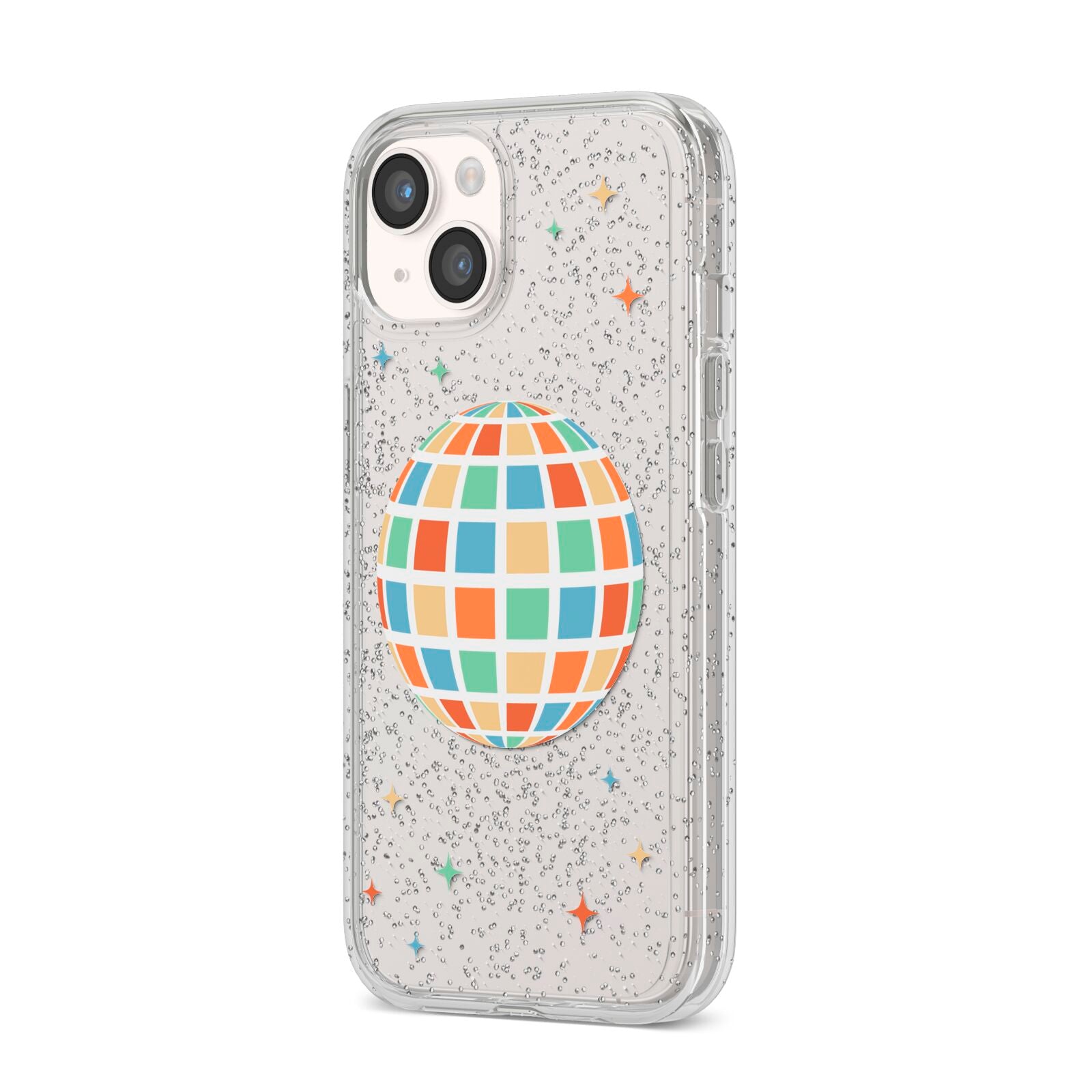 Disco Ball iPhone 14 Glitter Tough Case Starlight Angled Image
