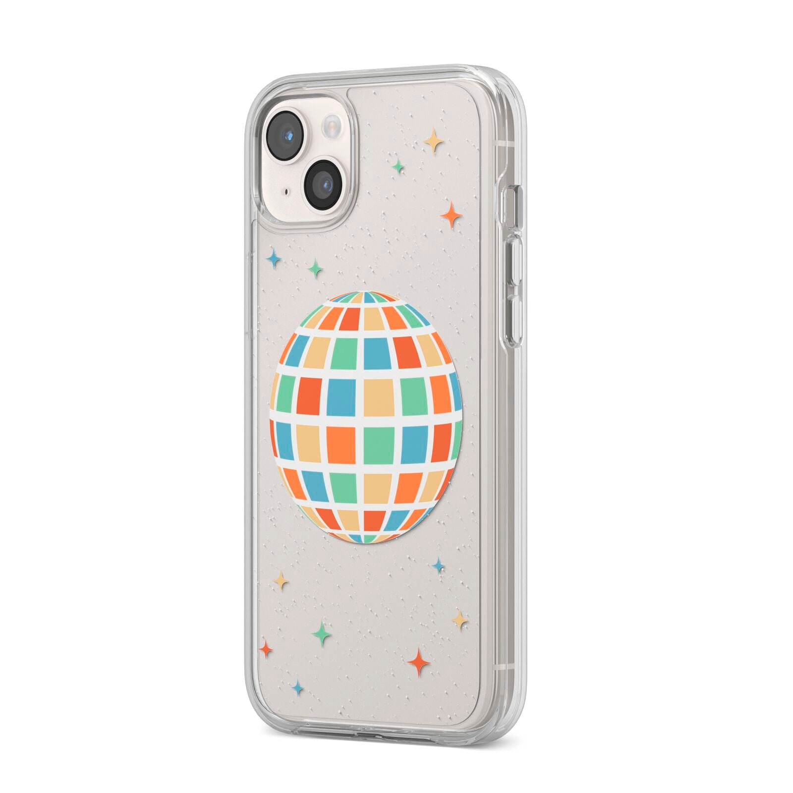 Disco Ball iPhone 14 Plus Clear Tough Case Starlight Angled Image