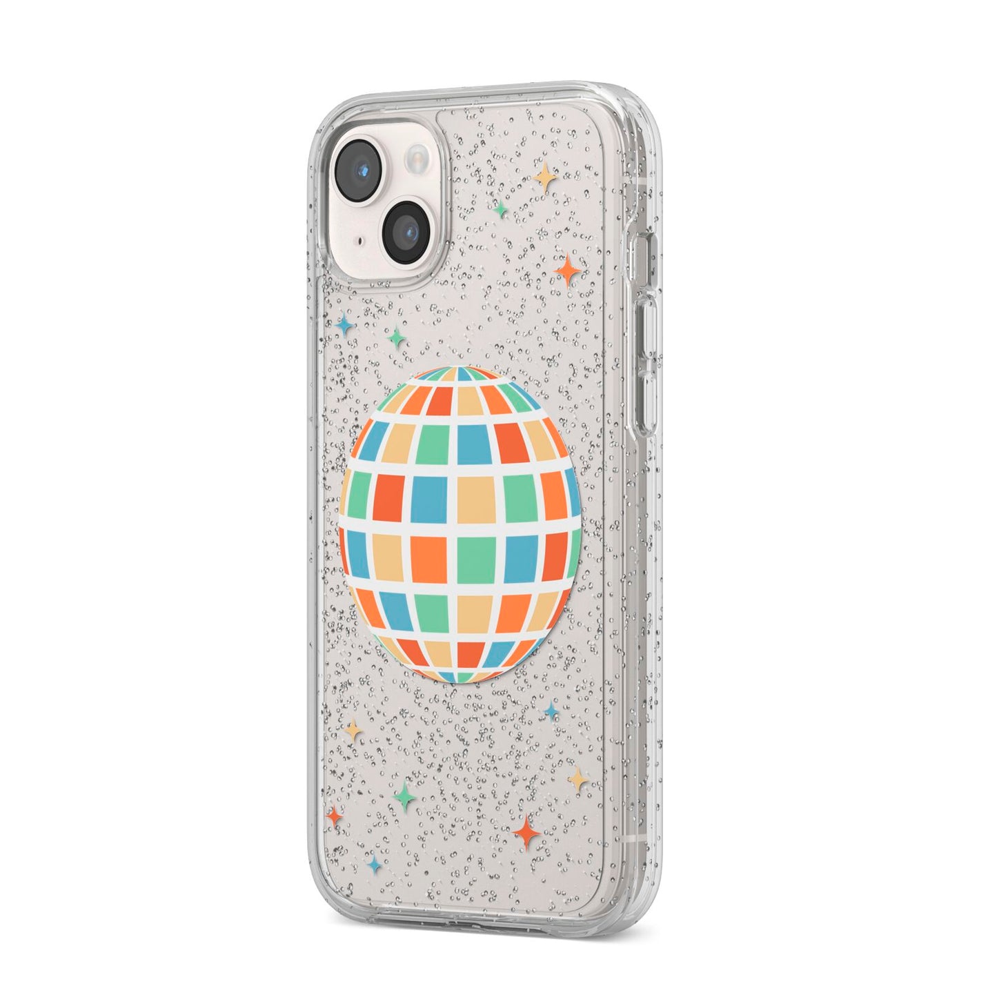 Disco Ball iPhone 14 Plus Glitter Tough Case Starlight Angled Image
