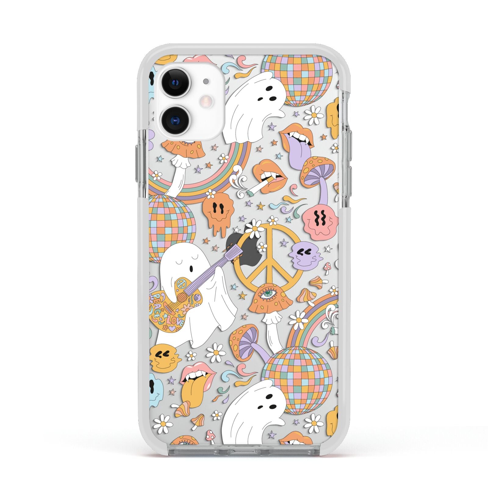 Disco Ghosts Apple iPhone 11 in White with White Impact Case