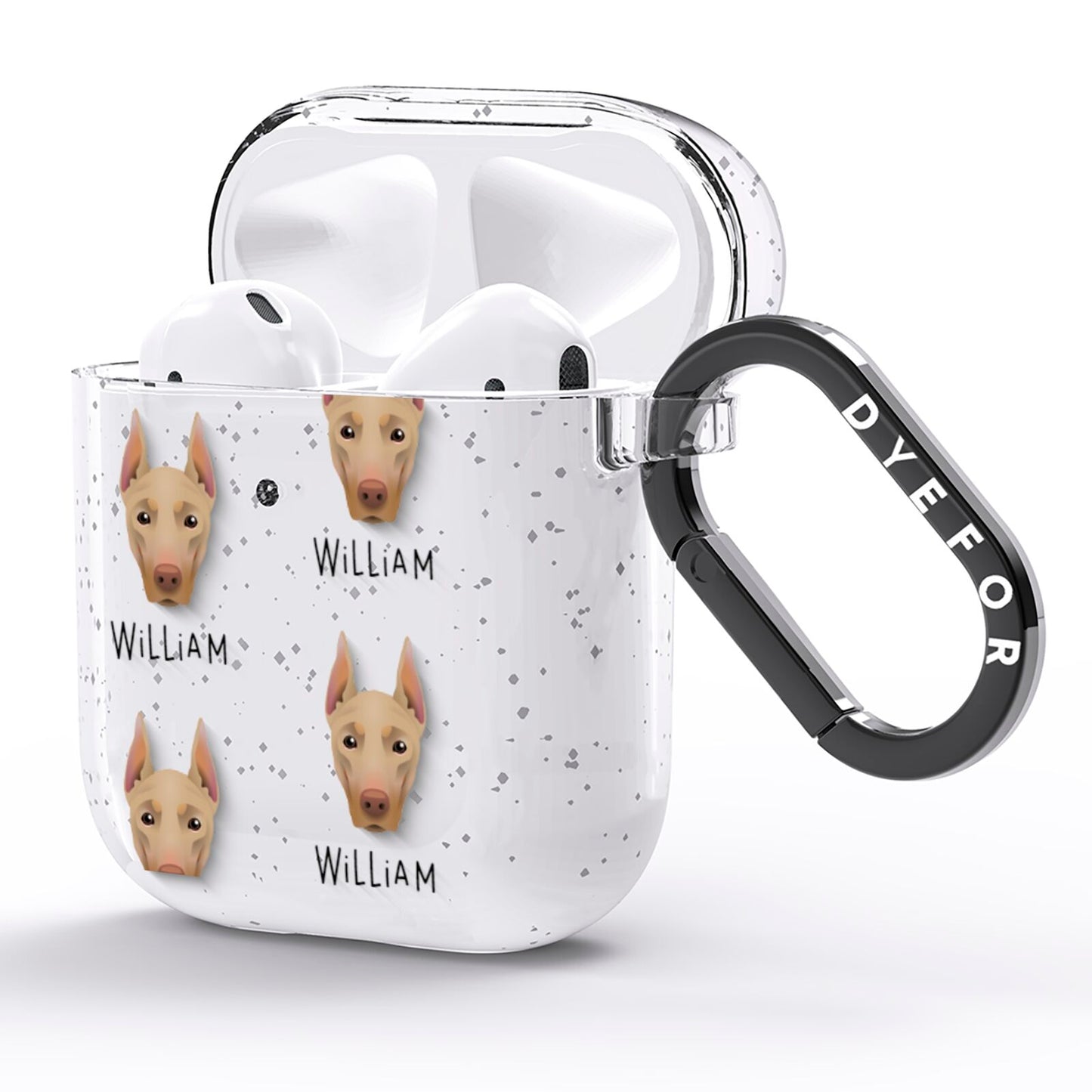 Dobermann Icon with Name AirPods Glitter Case Side Image