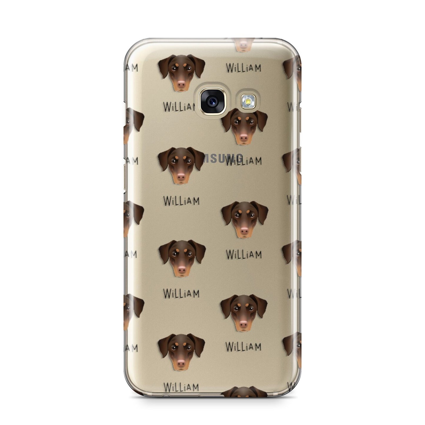 Dobermann Icon with Name Samsung Galaxy A3 2017 Case on gold phone