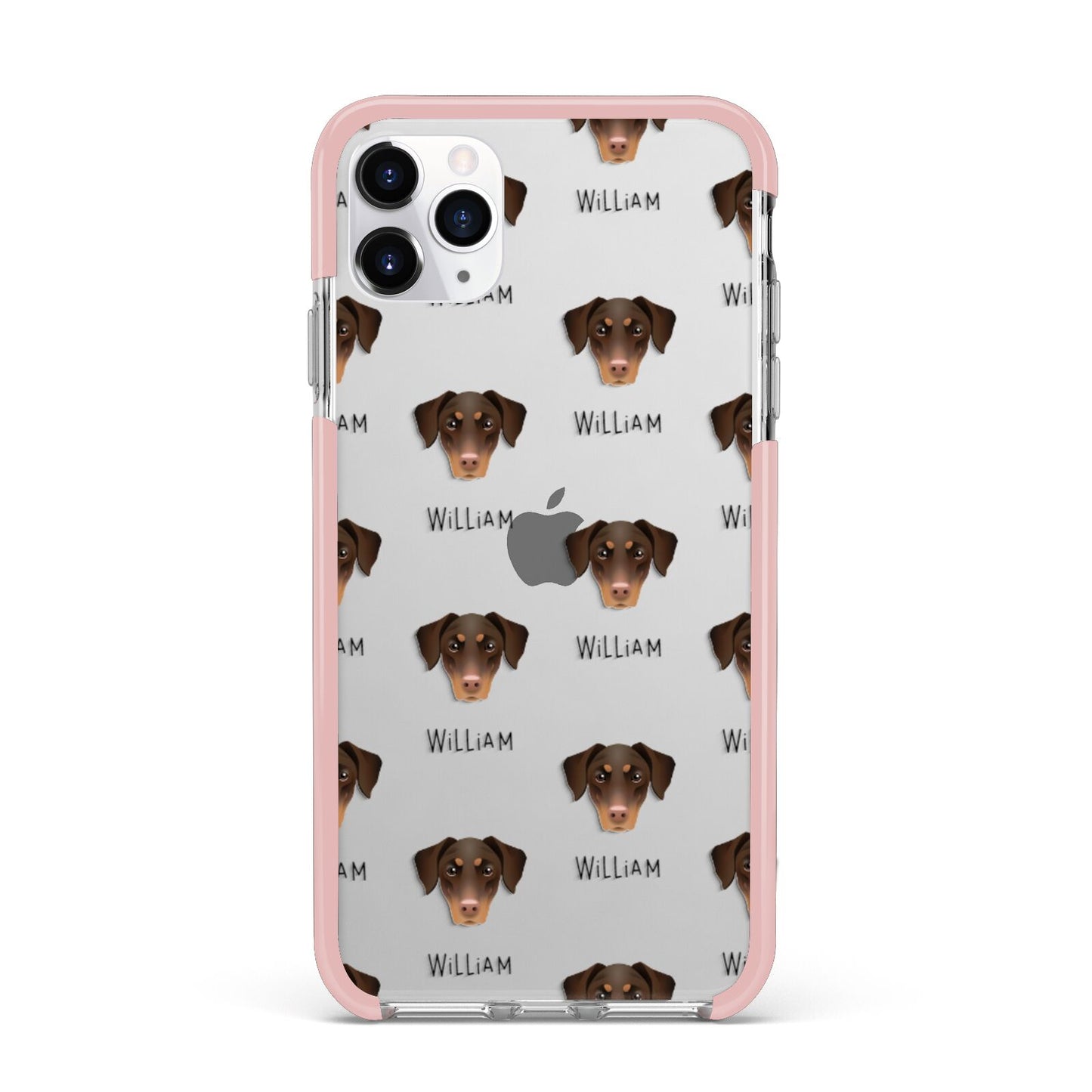 Dobermann Icon with Name iPhone 11 Pro Max Impact Pink Edge Case