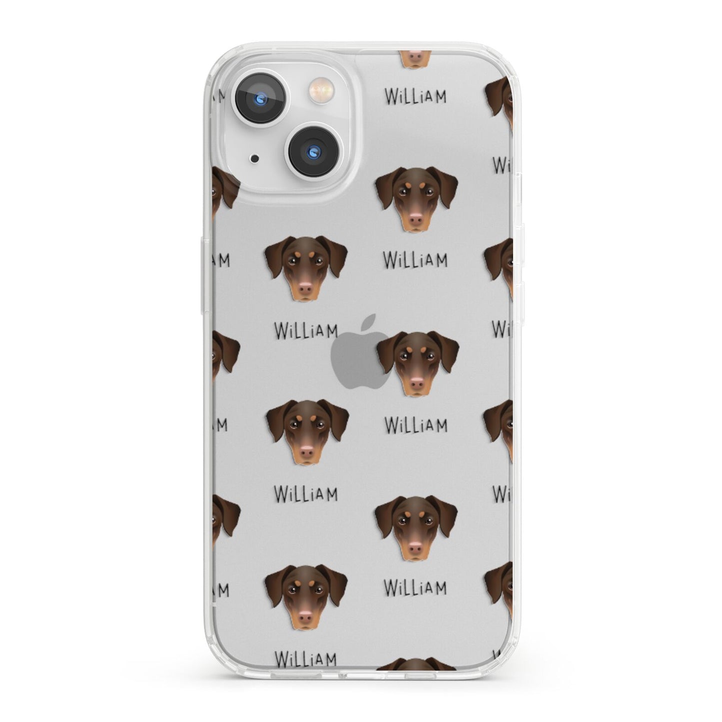 Dobermann Icon with Name iPhone 13 Clear Bumper Case